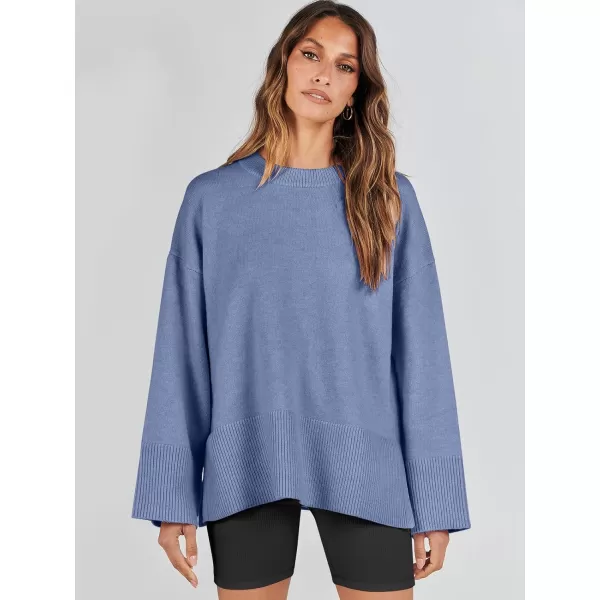 Caracilia Women's 2023 Fall Winter Oversized Long Sleeve Crew Neck Knit Casual Loose Pullover Sweater Top