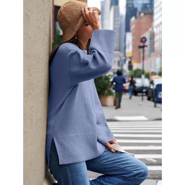 Caracilia Women's 2023 Fall Winter Oversized Long Sleeve Crew Neck Knit Casual Loose Pullover Sweater Top