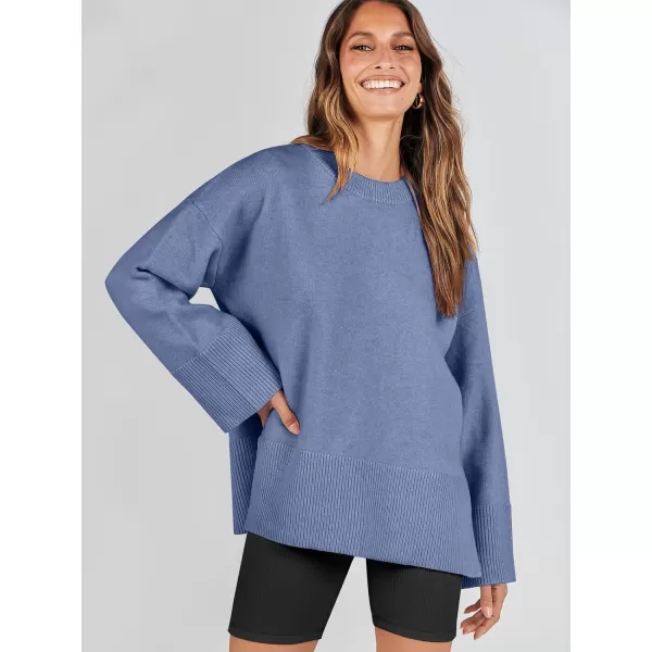 Caracilia Women's 2023 Fall Winter Oversized Long Sleeve Crew Neck Knit Casual Loose Pullover Sweater Top