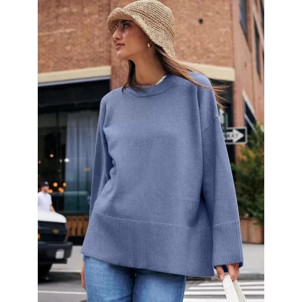 Caracilia Women's 2023 Fall Winter Oversized Long Sleeve Crew Neck Knit Casual Loose Pullover Sweater Top