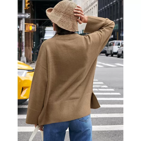 Caracilia Women's 2023 Fall Winter Oversized Long Sleeve Crew Neck Knit Casual Loose Pullover Sweater Top
