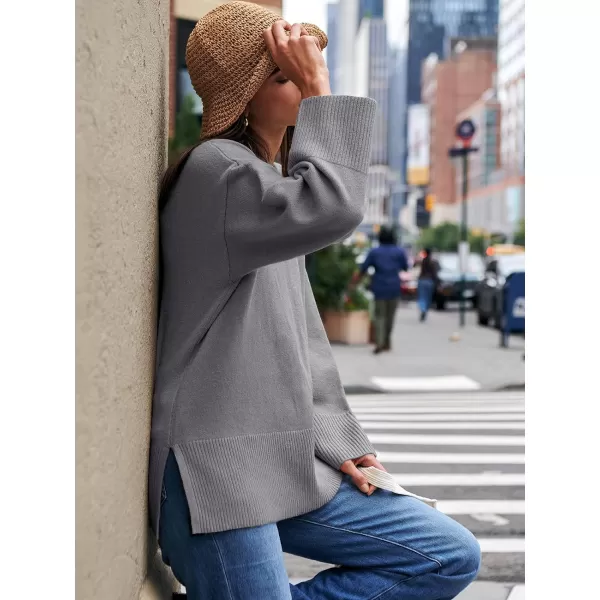 Caracilia Women's 2023 Fall Winter Oversized Long Sleeve Crew Neck Knit Casual Loose Pullover Sweater Top