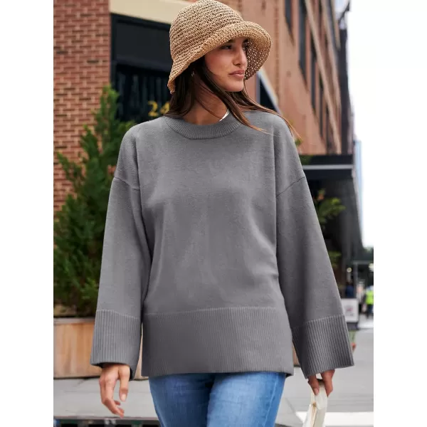 Caracilia Women's 2023 Fall Winter Oversized Long Sleeve Crew Neck Knit Casual Loose Pullover Sweater Top