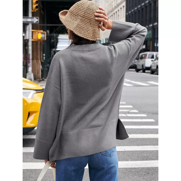 Caracilia Women's 2023 Fall Winter Oversized Long Sleeve Crew Neck Knit Casual Loose Pullover Sweater Top