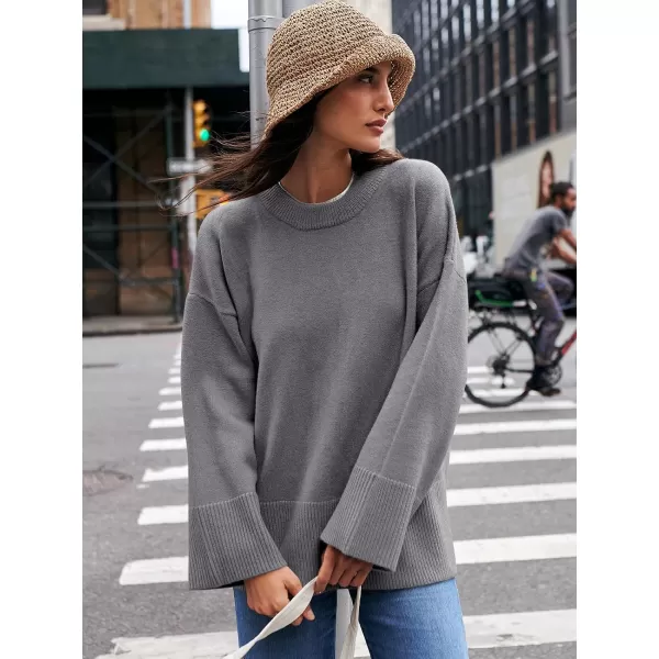 Caracilia Women's 2023 Fall Winter Oversized Long Sleeve Crew Neck Knit Casual Loose Pullover Sweater Top