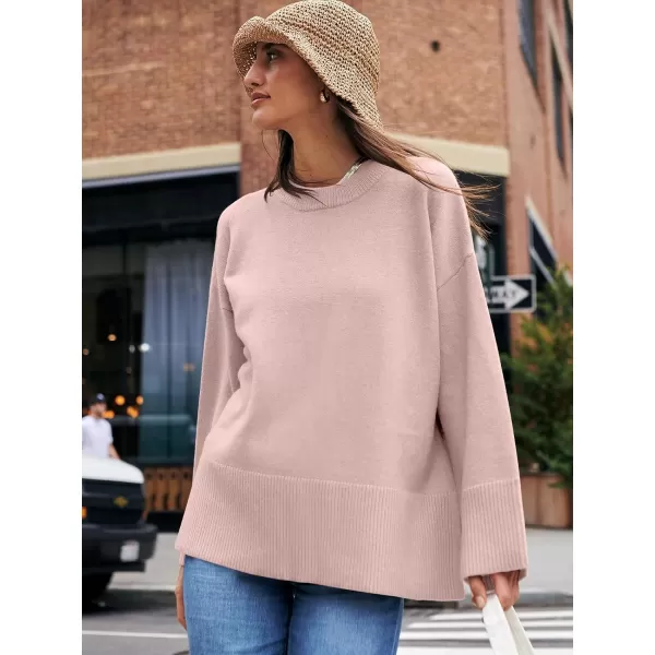 Caracilia Women's 2023 Fall Winter Oversized Long Sleeve Crew Neck Knit Casual Loose Pullover Sweater Top