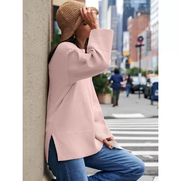 Caracilia Women's 2023 Fall Winter Oversized Long Sleeve Crew Neck Knit Casual Loose Pullover Sweater Top