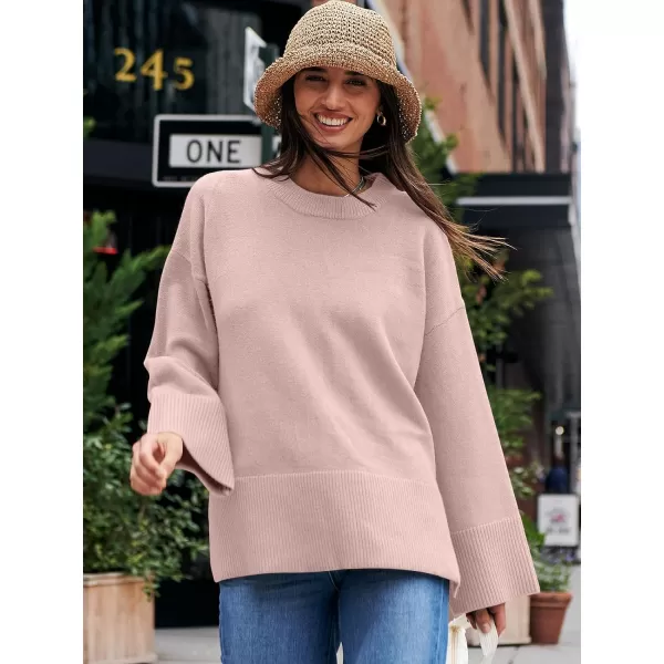 Caracilia Women's 2023 Fall Winter Oversized Long Sleeve Crew Neck Knit Casual Loose Pullover Sweater Top