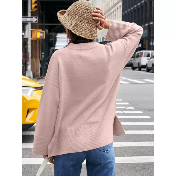 Caracilia Women's 2023 Fall Winter Oversized Long Sleeve Crew Neck Knit Casual Loose Pullover Sweater Top