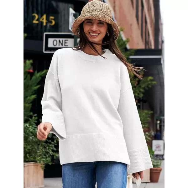 Caracilia Women's 2023 Fall Winter Oversized Long Sleeve Crew Neck Knit Casual Loose Pullover Sweater Top