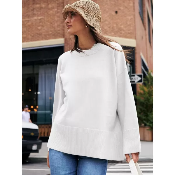 Caracilia Women's 2023 Fall Winter Oversized Long Sleeve Crew Neck Knit Casual Loose Pullover Sweater Top