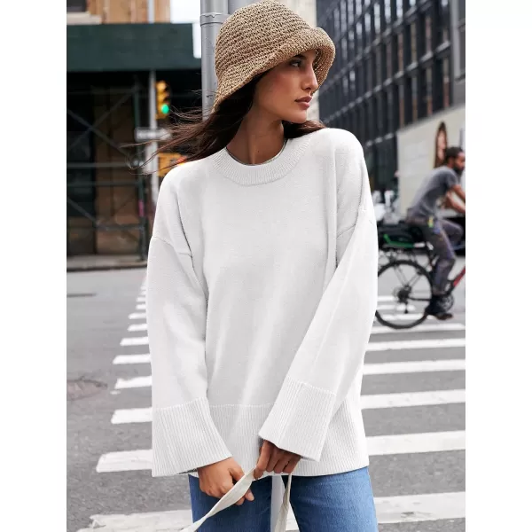 Caracilia Women's 2023 Fall Winter Oversized Long Sleeve Crew Neck Knit Casual Loose Pullover Sweater Top