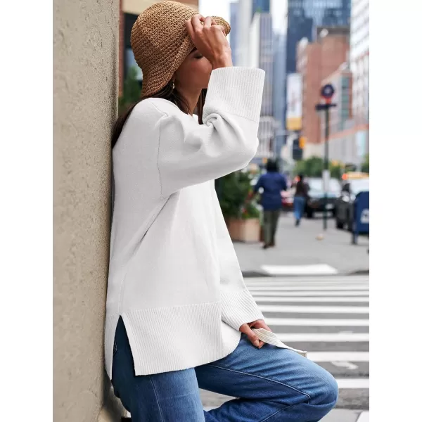 Caracilia Women's 2023 Fall Winter Oversized Long Sleeve Crew Neck Knit Casual Loose Pullover Sweater Top