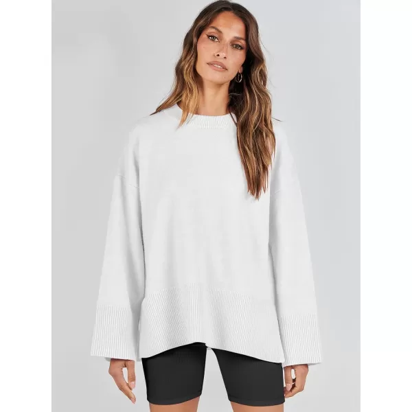 Caracilia Women's 2023 Fall Winter Oversized Long Sleeve Crew Neck Knit Casual Loose Pullover Sweater Top