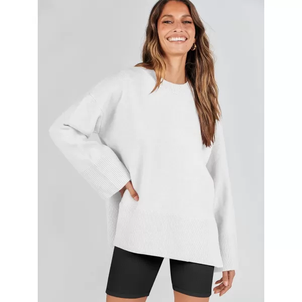 Caracilia Women's 2023 Fall Winter Oversized Long Sleeve Crew Neck Knit Casual Loose Pullover Sweater Top