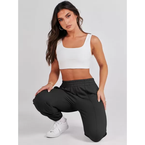 Caracilia Women's Casual Baggy High Waisted Sweatpants Workout Athletic Cinch Bottom Joggers Pants with Pockets