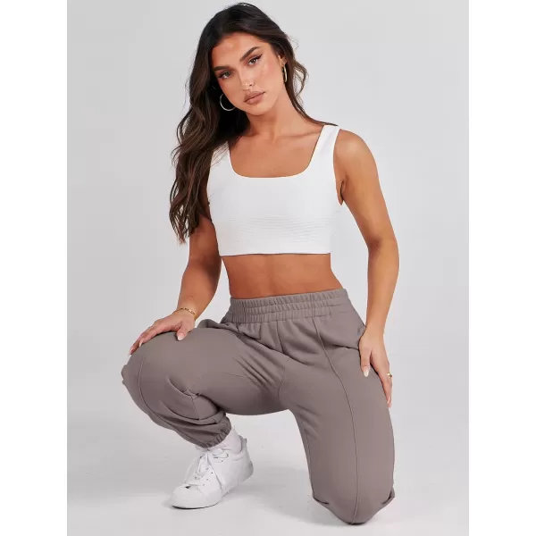 Caracilia Women's Casual Baggy High Waisted Sweatpants Workout Athletic Cinch Bottom Joggers Pants with Pockets