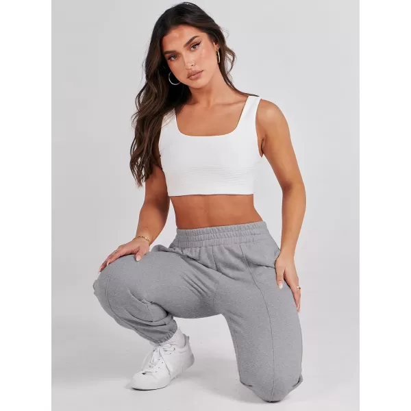 Caracilia Women's Casual Baggy High Waisted Sweatpants Workout Athletic Cinch Bottom Joggers Pants with Pockets