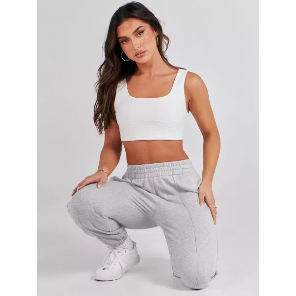 Caracilia Women's Casual Baggy High Waisted Sweatpants Workout Athletic Cinch Bottom Joggers Pants with Pockets
