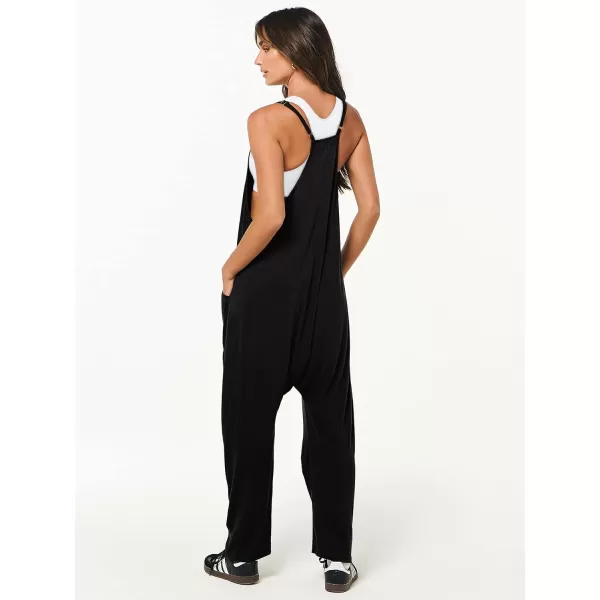 Caracilia Women's Casual jumpsuits Sleeveless Spaghetti Strap Stretchy Comfy Harem Pants Baggy Overalls Jumpers with Pockets