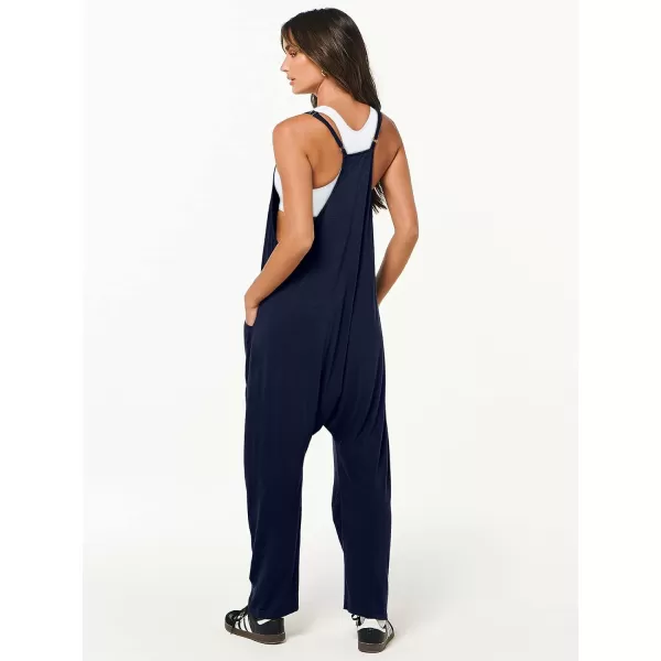 Caracilia Women's Casual jumpsuits Sleeveless Spaghetti Strap Stretchy Comfy Harem Pants Baggy Overalls Jumpers with Pockets