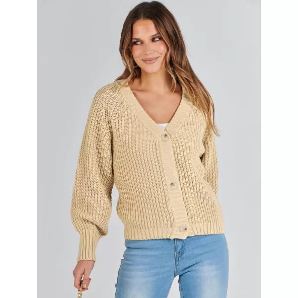 Caracilia Women's Chunky Cardigans Sweaters Open Front Long Sleeve Cute Knit Button Loose Short Cozy Outerwear 2023 Fall Coat