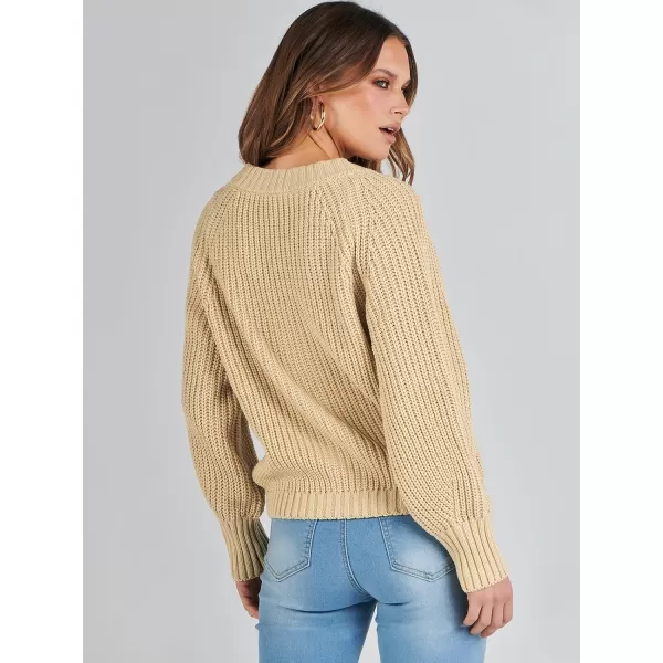 Caracilia Women's Chunky Cardigans Sweaters Open Front Long Sleeve Cute Knit Button Loose Short Cozy Outerwear 2023 Fall Coat