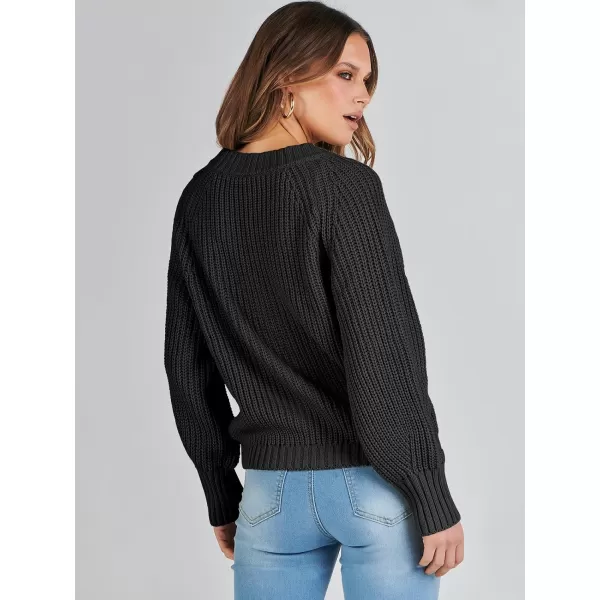 Caracilia Women's Chunky Cardigans Sweaters Open Front Long Sleeve Cute Knit Button Loose Short Cozy Outerwear 2023 Fall Coat