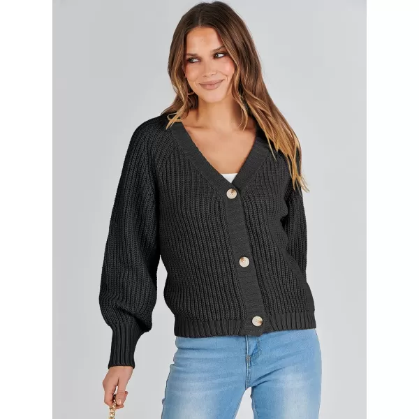 Caracilia Women's Chunky Cardigans Sweaters Open Front Long Sleeve Cute Knit Button Loose Short Cozy Outerwear 2023 Fall Coat