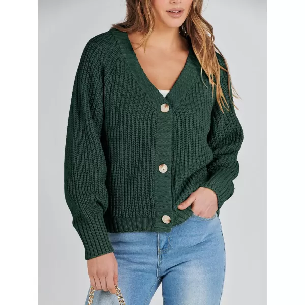 Caracilia Women's Chunky Cardigans Sweaters Open Front Long Sleeve Cute Knit Button Loose Short Cozy Outerwear 2023 Fall Coat