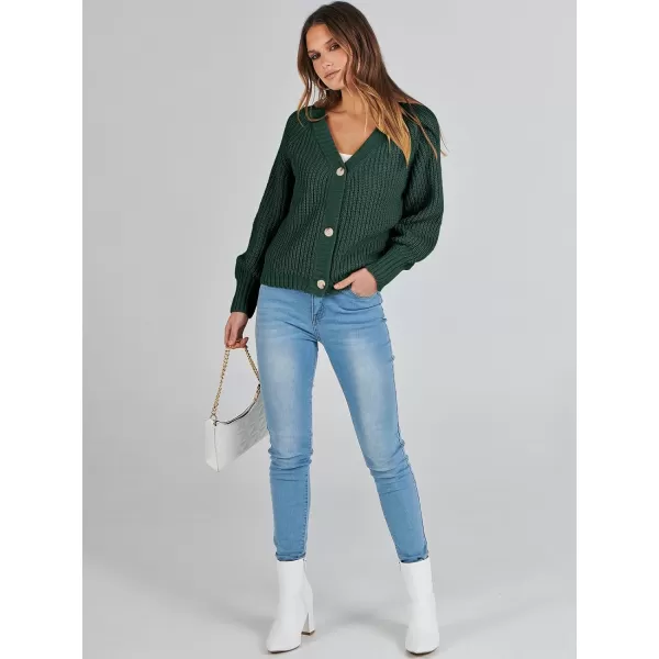Caracilia Women's Chunky Cardigans Sweaters Open Front Long Sleeve Cute Knit Button Loose Short Cozy Outerwear 2023 Fall Coat