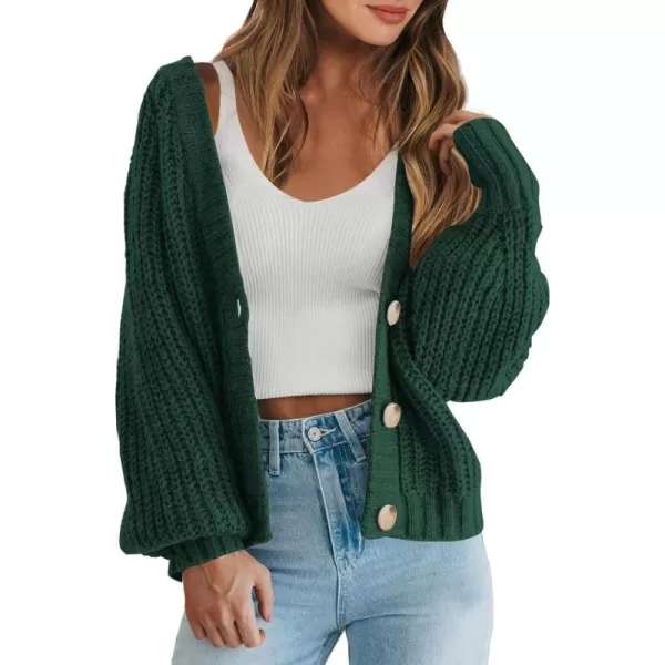 Caracilia Women's Chunky Cardigans Sweaters Open Front Long Sleeve Cute Knit Button Loose Short Cozy Outerwear 2023 Fall Coat