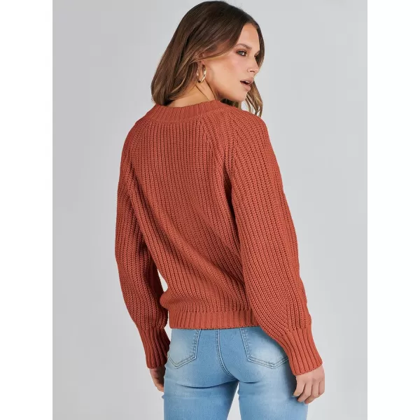 Caracilia Women's Chunky Cardigans Sweaters Open Front Long Sleeve Cute Knit Button Loose Short Cozy Outerwear 2023 Fall Coat