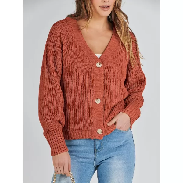 Caracilia Women's Chunky Cardigans Sweaters Open Front Long Sleeve Cute Knit Button Loose Short Cozy Outerwear 2023 Fall Coat