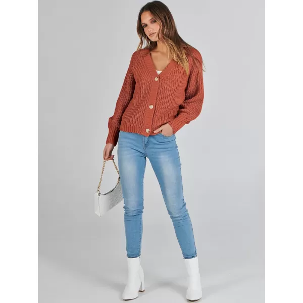 Caracilia Women's Chunky Cardigans Sweaters Open Front Long Sleeve Cute Knit Button Loose Short Cozy Outerwear 2023 Fall Coat