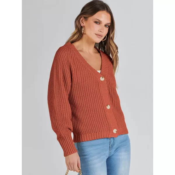 Caracilia Women's Chunky Cardigans Sweaters Open Front Long Sleeve Cute Knit Button Loose Short Cozy Outerwear 2023 Fall Coat