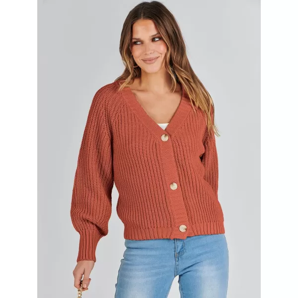 Caracilia Women's Chunky Cardigans Sweaters Open Front Long Sleeve Cute Knit Button Loose Short Cozy Outerwear 2023 Fall Coat