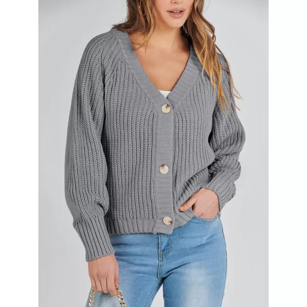 Caracilia Women's Chunky Cardigans Sweaters Open Front Long Sleeve Cute Knit Button Loose Short Cozy Outerwear 2023 Fall Coat