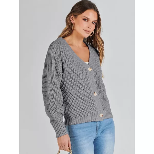 Caracilia Women's Chunky Cardigans Sweaters Open Front Long Sleeve Cute Knit Button Loose Short Cozy Outerwear 2023 Fall Coat