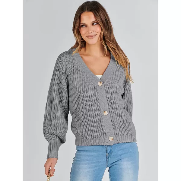 Caracilia Women's Chunky Cardigans Sweaters Open Front Long Sleeve Cute Knit Button Loose Short Cozy Outerwear 2023 Fall Coat