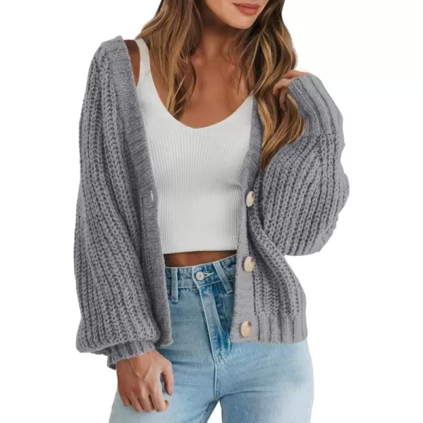 Caracilia Women's Chunky Cardigans Sweaters Open Front Long Sleeve Cute Knit Button Loose Short Cozy Outerwear 2023 Fall Coat