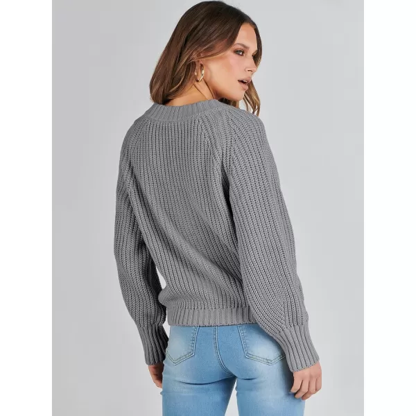 Caracilia Women's Chunky Cardigans Sweaters Open Front Long Sleeve Cute Knit Button Loose Short Cozy Outerwear 2023 Fall Coat