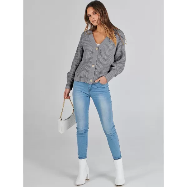 Caracilia Women's Chunky Cardigans Sweaters Open Front Long Sleeve Cute Knit Button Loose Short Cozy Outerwear 2023 Fall Coat
