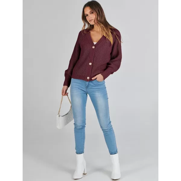 Caracilia Women's Chunky Cardigans Sweaters Open Front Long Sleeve Cute Knit Button Loose Short Cozy Outerwear 2023 Fall Coat