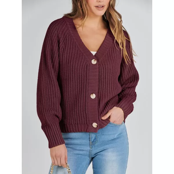 Caracilia Women's Chunky Cardigans Sweaters Open Front Long Sleeve Cute Knit Button Loose Short Cozy Outerwear 2023 Fall Coat