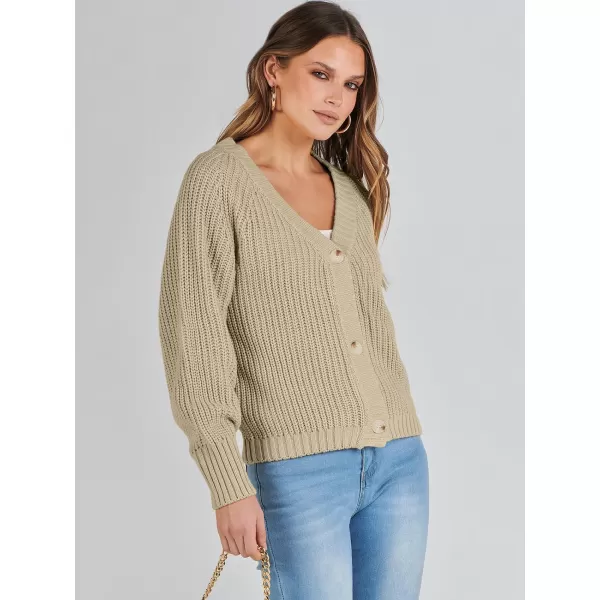 Caracilia Women's Chunky Cardigans Sweaters Open Front Long Sleeve Cute Knit Button Loose Short Cozy Outerwear 2023 Fall Coat