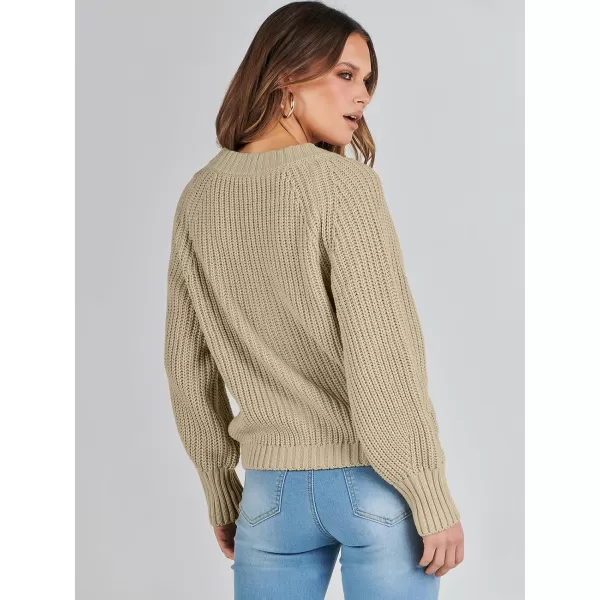 Caracilia Women's Chunky Cardigans Sweaters Open Front Long Sleeve Cute Knit Button Loose Short Cozy Outerwear 2023 Fall Coat