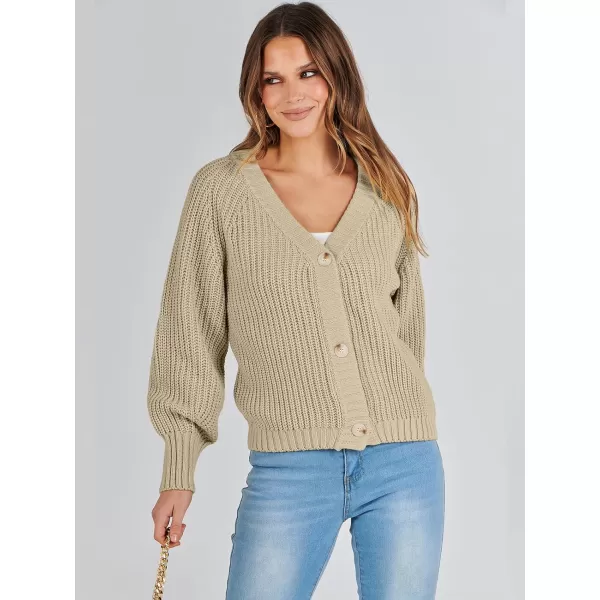 Caracilia Women's Chunky Cardigans Sweaters Open Front Long Sleeve Cute Knit Button Loose Short Cozy Outerwear 2023 Fall Coat