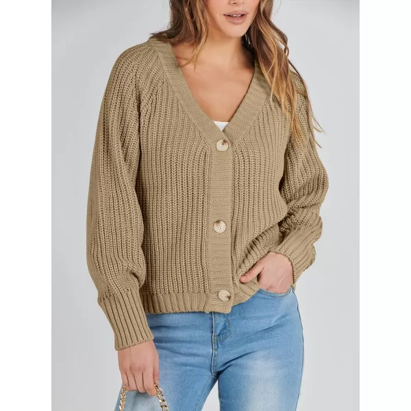 Caracilia Women's Chunky Cardigans Sweaters Open Front Long Sleeve Cute Knit Button Loose Short Cozy Outerwear 2023 Fall Coat
