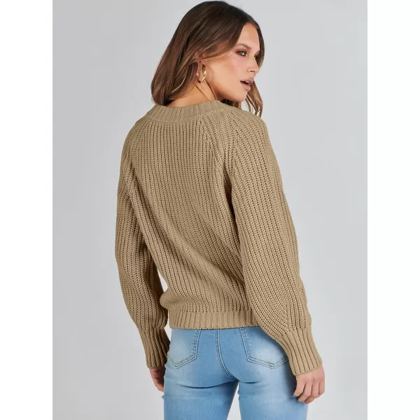 Caracilia Women's Chunky Cardigans Sweaters Open Front Long Sleeve Cute Knit Button Loose Short Cozy Outerwear 2023 Fall Coat